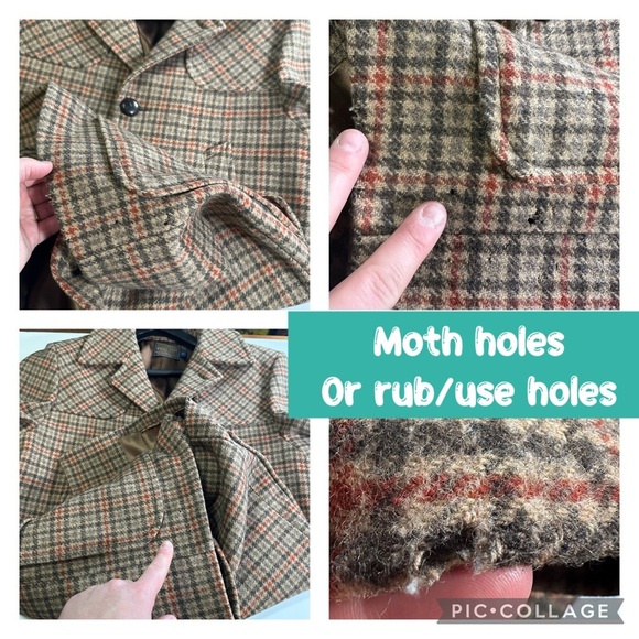 Vintage Pendleton men’s wool overcoat houndstooth plaid size 40 - Picture 15 of 17